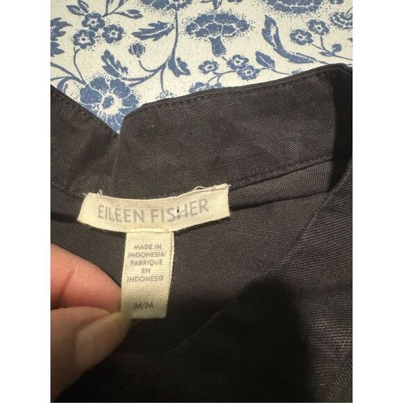 Eileen Fisher black front button light jacket top M - Picture 2 of 6